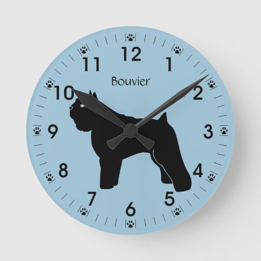 Horloge Ronde Bouvier des Flandres Chien Silhouette Personnalisé (Recto)
