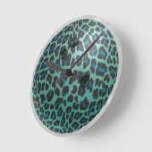Horloge Ronde Bowling Ball Leopard Turquoise (Angle)