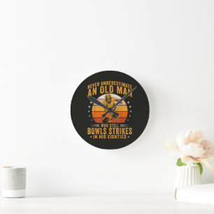 Horloge Ronde Bowling Papy 80e Anniversaire