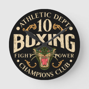 Horloge Ronde Boxe emblème panthère en détresse vintage T-shirt