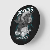 Horloge Ronde Boxer Chien Amoureux des animaux Texte d'art (Angle)
