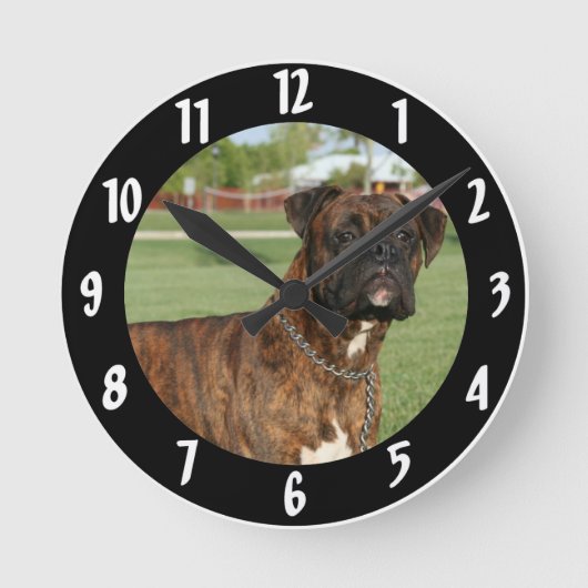Horloge Ronde Boxer dog round large clock (Recto)