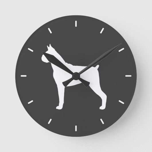 Horloge Ronde Boxer Dog Silhouette (Recto)