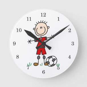 Horloge Ronde Boy Red Uniform Soccer Player