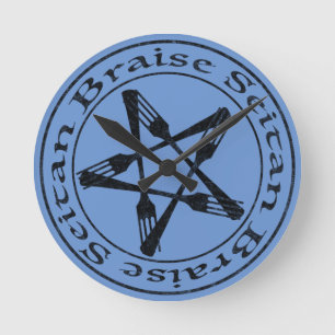 Horloge Ronde Braise Seitan Vegan Pentagram (version sombre)