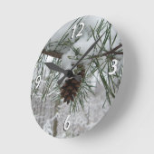 Horloge Ronde Branche des pins neigeux Photographie de la nature (Angle)