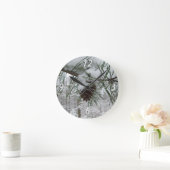 Horloge Ronde Branche des pins neigeux Photographie de la nature (Maison)