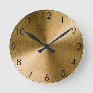 Horloge Ronde Brass or métallique