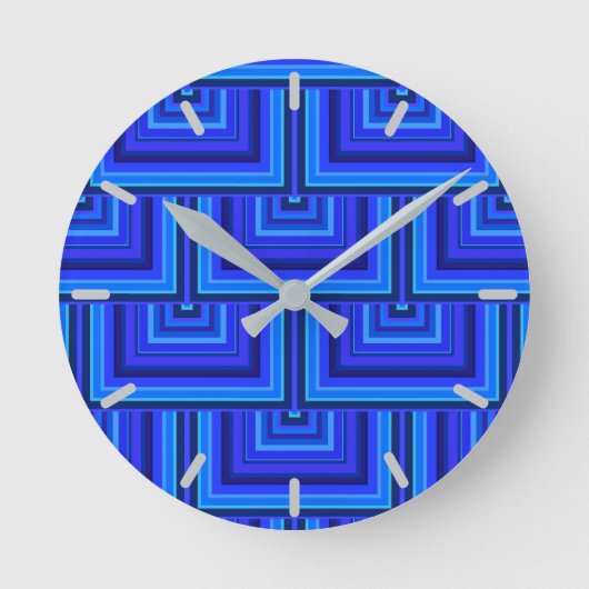 Horloge Ronde Brayures bleues carré motif (Recto)