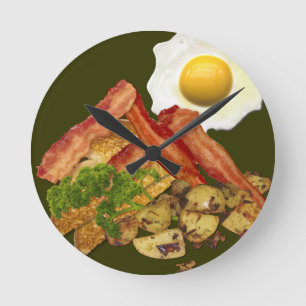 Horloge Ronde Breakfast Landscape Bacon Eggs