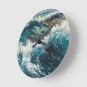 Horloge Ronde Breaking Beach Waves Peinture Thème (Angle)