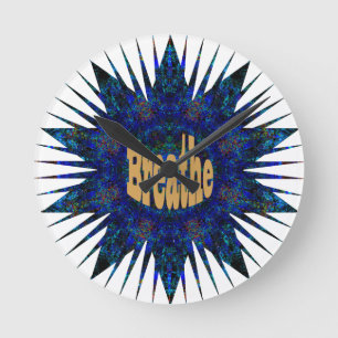 Horloge Ronde Breathe, Sur Blue Boho Star,