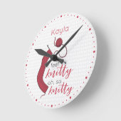 Horloge Ronde Brick Red Je Sens Knitty, Oh Tellement Knitty (Angle)