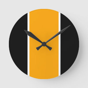 Horloge Ronde Bright Jaune Orange Noir Blanc Blancs Verticaux