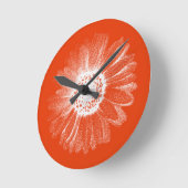 Horloge Ronde Bright Orange Floral Wall Clock (Angle)