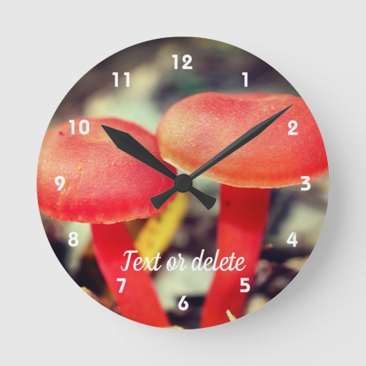 Horloge Ronde Bright orange Mushroom Pair Personalized (Recto)