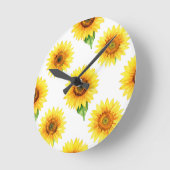 Horloge Ronde Bright Sunflower Watercolor Seamless Pattern (Angle)