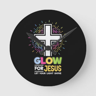 Horloge Ronde Brillez pour Jésus Christique Croix Tee Jésus-Chri