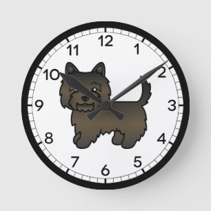 Horloge Ronde Brindle foncé Cairn Terrier Chien mignon Illustrat