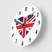 Horloge Ronde British Union Jack Flag in Heart Shape (Angle)