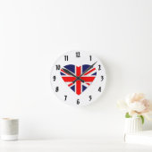 Horloge Ronde British Union Jack Flag in Heart Shape (Maison)