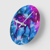 Horloge Ronde Brûlure Galloping Black Horse Animal Art (Angle)