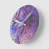 Horloge Ronde Brume de Libellule Violette (Angle)