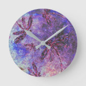 Horloge Ronde Brume de Libellule Violette (Recto)