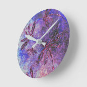 Horloge Ronde Brume de Libellule Violette (Angle)