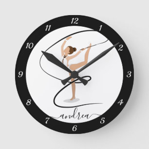 Horloge Ronde Brunette Girl Gymnastique Gymnaste Nom élégant mig