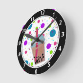 Horloge Ronde Bubble Tea - Bubble Arrière - plan (Angle)