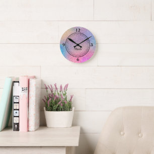 Horloge Ronde Budget Buy, Glam Paillettes Imprimé Pailleté 20cm