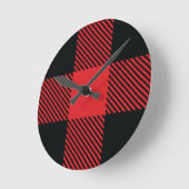 Horloge Ronde Buffalo Plaid Christmas Red and Black Check (Angle)