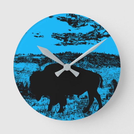 Horloge Ronde Buffle de minuit - Bison des plaines (Recto)