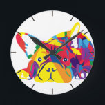 Horloge Ronde Bulldog français<br><div class="desc">Frenchie en couleurs,  mais tout est un arc-en-ciel.</div>