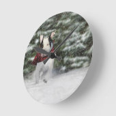 Horloge Ronde Bulldog Secourir la tasse Dashing à travers la nei (Angle)