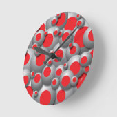 Horloge Ronde Bulles effervescentes rouges (Angle)