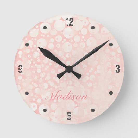 Horloge Ronde Bulles rose blanc (Recto)