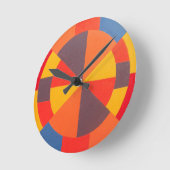 Horloge Ronde Bullseye Design Modern Orange Round Clock (Angle)