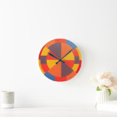 Horloge Ronde Bullseye Design Modern Orange Round Clock (Maison)