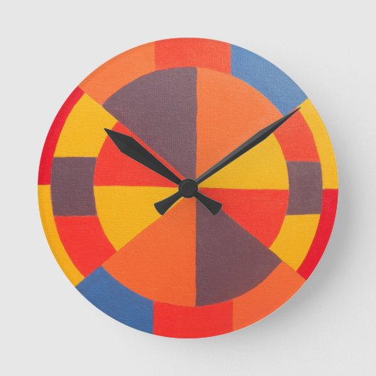 Horloge Ronde Bullseye Design Modern Orange Round Clock (Recto)