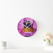 Horloge Ronde Bumble Bee On Cosmos Flower Personnalisé (Maison)