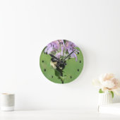 Horloge Ronde Bumble Bee On Purple Bee Balm (Maison)