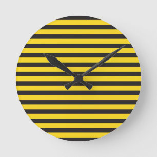 Horloge Ronde Bumblebee Black Yellow Horizontal Lines Bumble Bee