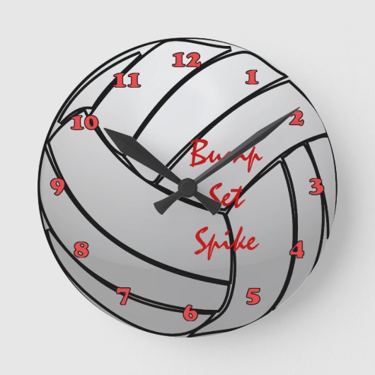 Horloge Ronde Bump Set Spike Volleyball avec des nombres (Recto)