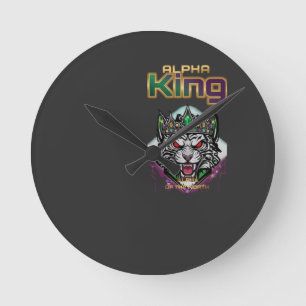 Horloge Ronde Bureau de motivation Lion roi Alpha