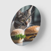 Horloge Ronde Burger Buddy - art chat (Angle)