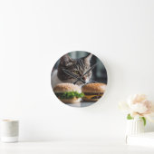 Horloge Ronde Burger Buddy - art chat (Maison)