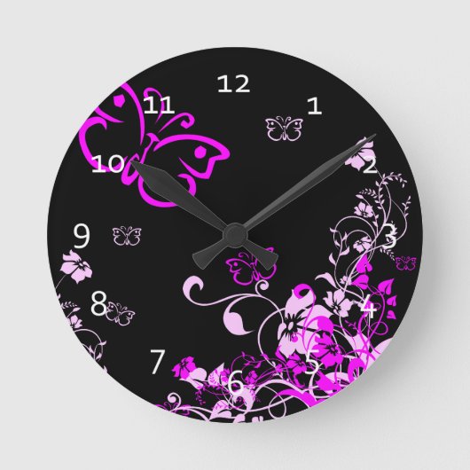 Horloge Ronde Butterfly Floral Clocks (Recto)