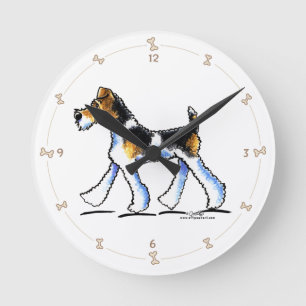 Horloge Ronde Câble Fox Terrier Trot
